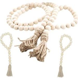 Wood Bead Garland Set,3 pcs Farmhouse Rustic